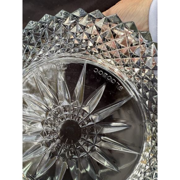 ARCOROC France 9" SALAD Serving Bowl DIAMANT Cut Clear Glass Sunburst -S1 - Picture 5 of 10